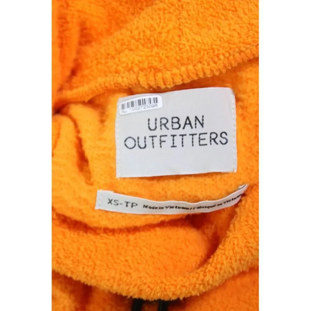 Urban Outfitters Womens Drawstring High-Neck Side Slit Sweatshirt Orange Size XS